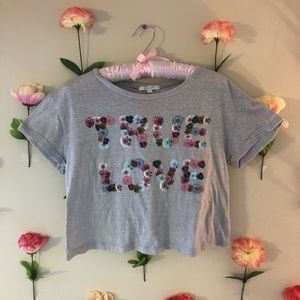 NWOT Flower Lettered Crop Top